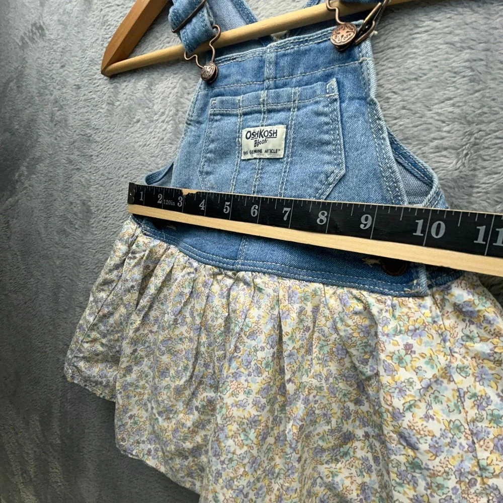 OshKosh Bgosh Baby Girls Denim Floral‎ Overall Dress Blue 18M Vestbak